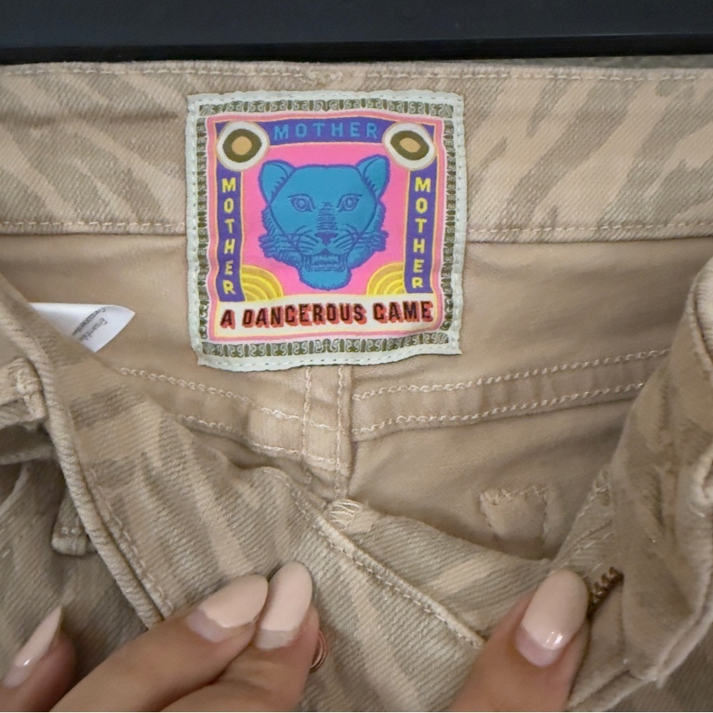 Mother Jeans Size 27 The Looker Ankle Fray in Sweet Stripes Khaki Dangerous Game - Picture 7 of 13